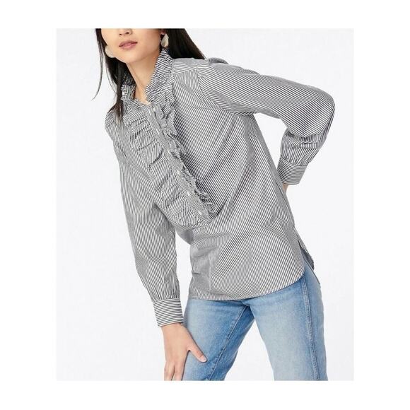 J. Crew Ruffle-Front Classic-Fit Boy Shirt in Stripe - Picture 12 of 12